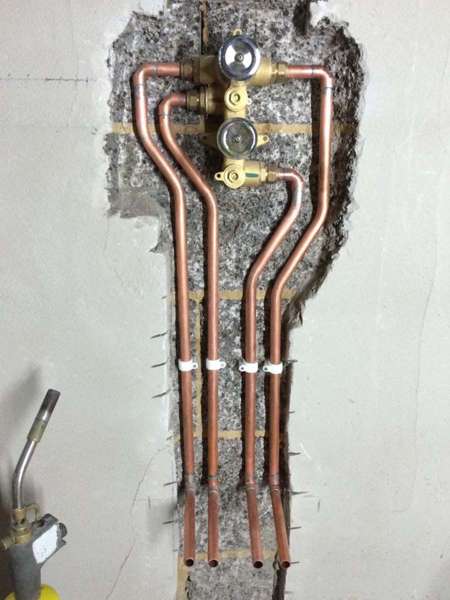 Outer wall copper pipe work